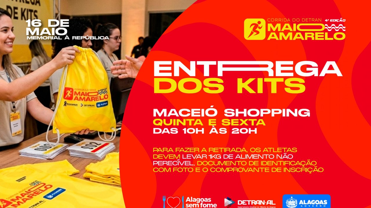 Retirada dos kits da 4ª Corrida Maio Amarelo 2026 acontece nesta quinta e sexta-feira