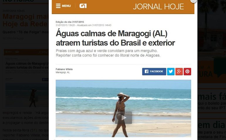 Maragogi mais uma vez é destaque no Jornal Hoje da Rede Globo