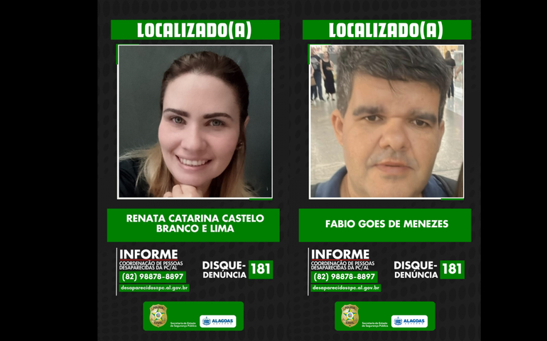 Polícia Civil localiza duas pessoas desaparecidas em Maceió após investigação
