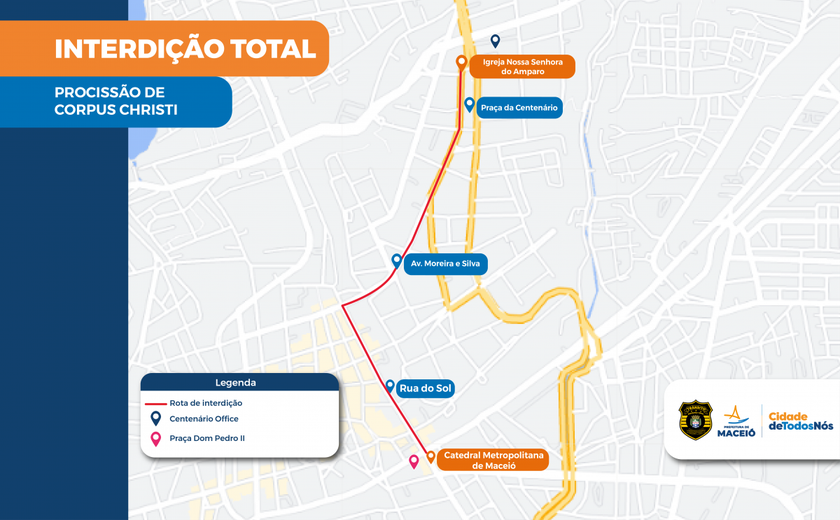 Ruas do Centro e Farol serão interditadas para procissão de Corpus Christi