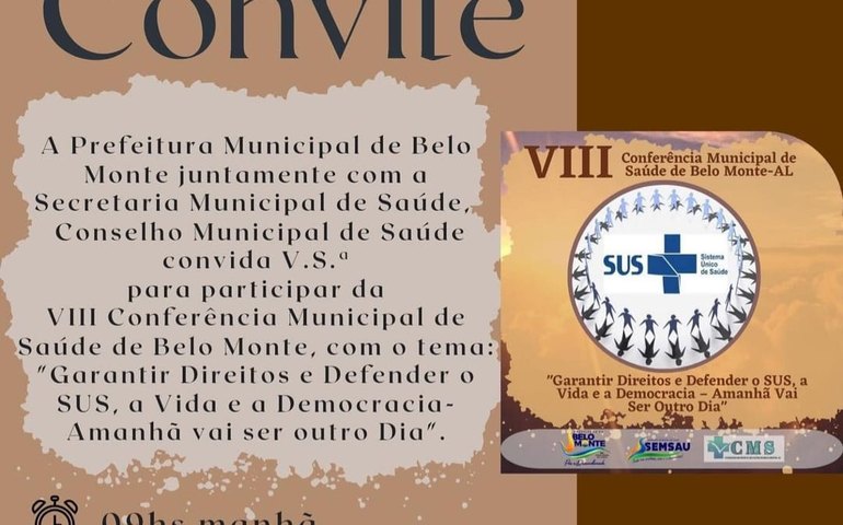 SMS de Belo Monte promove na quinta, 30, a VIII Conferência Municipal de Saúde
