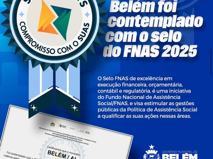 Município de Belém conquista selo do FNAS 2025