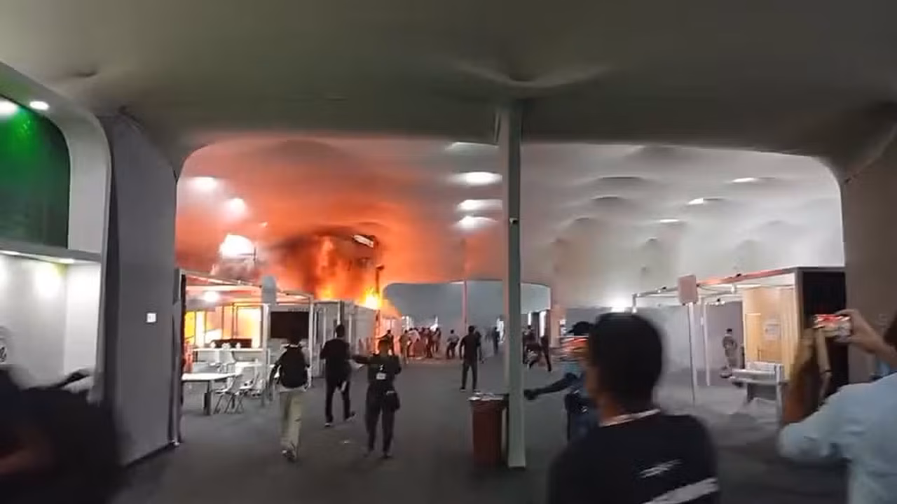 Incêndio atinge pavilhão da COP30 em Belém e força evacuação de participantes