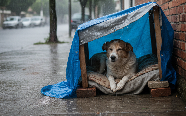 Casinha solidária aquece doguinho