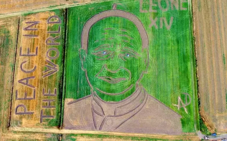 Artista cria retrato gigante de Papa em plantação na Itália