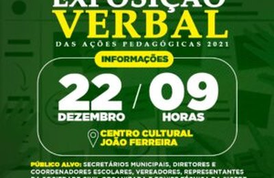 1ª Exposição verbal das Ações Pedagógicas 2021 acontece nesta quarta-feira (22), em Piaçabuçu