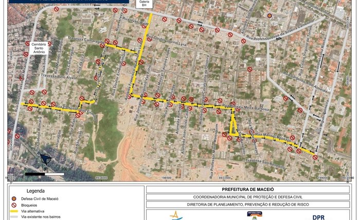 Mapa indica os bloqueios e vias alternativas