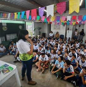 Projeto Ecoponto Aqui leva educação ambiental a estudantes no Dique Estrada