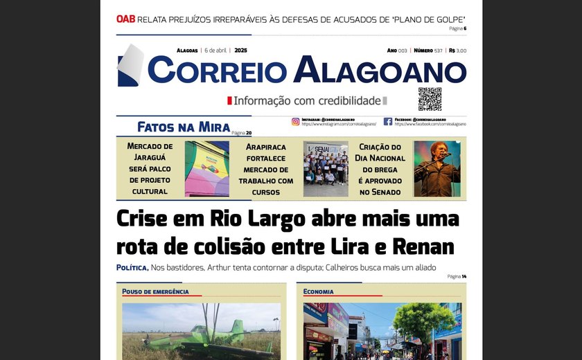 Crise em Rio Largo abre mais uma rota de colisão entre Lira e Renan