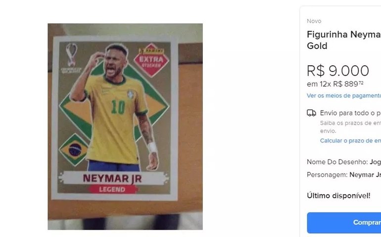 Álbum da Copa: figurinha rara de Neymar é vendida por R$ 9 mil na internet