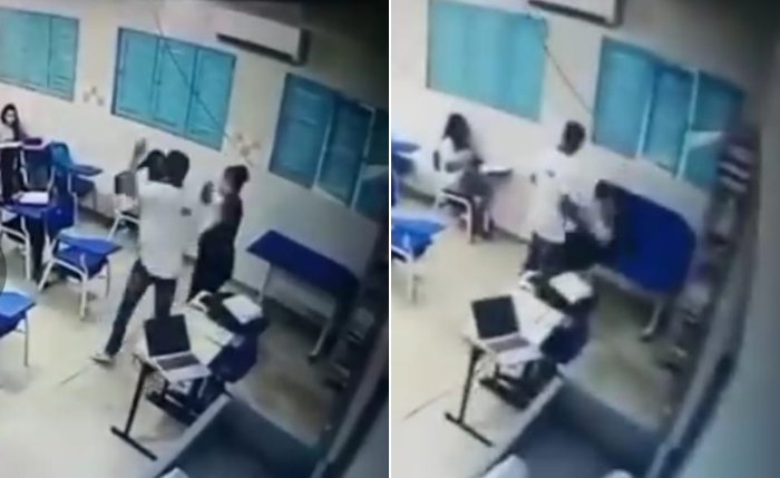 Agressão foi flagrada por uma câmera de monitoramento Agressão foi flagrada por uma câmera de monitoramento