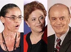 Marina Silva, Dilma Rousseff e José Serra