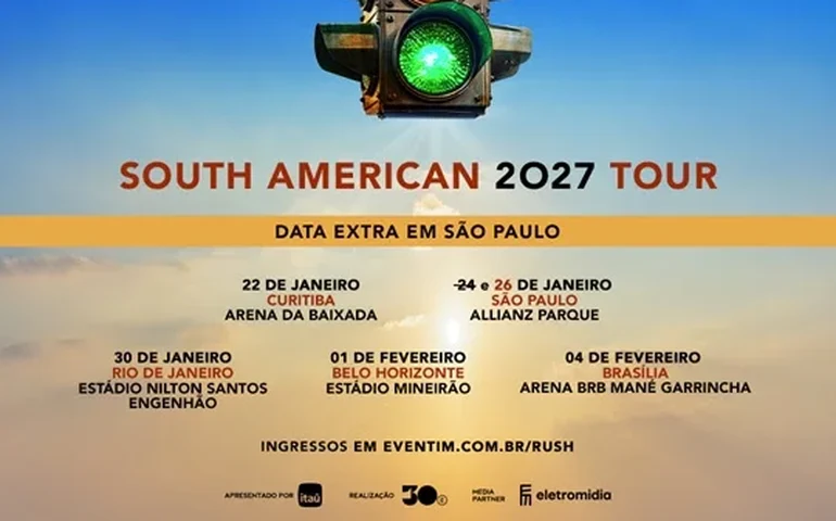 30e inicia venda de ingressos para a data extra em São Paulo da Rush - Fifty Something South American Tour
