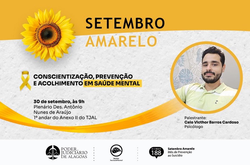 Setembro Amarelo: palestra sobre saúde mental acontece nesta terça (30), às 9h