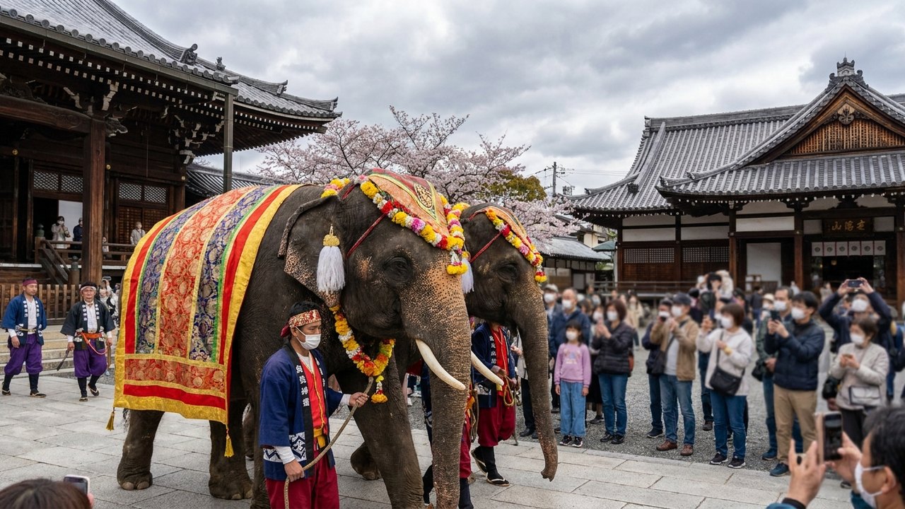 Elefantes protagonizam evento especial no Japão