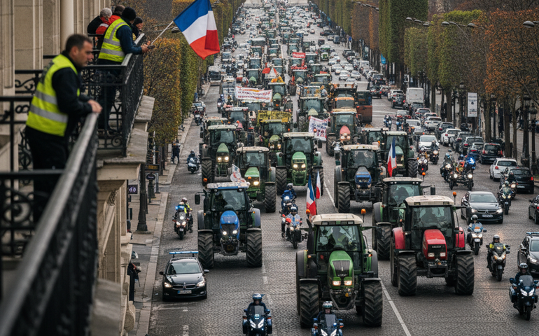 Fazendeiros franceses protestam com 350 tratores contra acordo entre UE e Mercosul