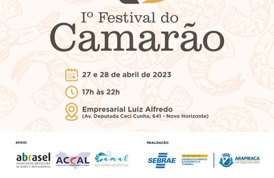  Durante os dias 27 e 28 de abril, Prefeitura realiza 1º Festival do Camarão de Arapiraca
