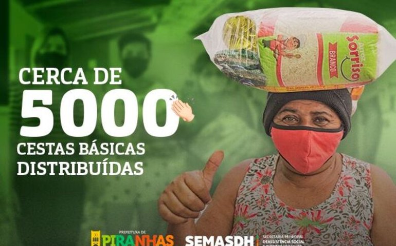 Prefeitura de Piranhas já distribuiu cerca 5 mil cestas básicas no município