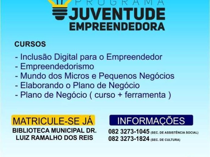 Juventude Empreendedora está com inscrições abertas em Coruripe