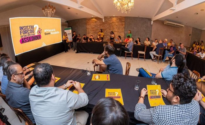 Campanha Maceió Sem Assédio foi lançada pela Prefeitura nesta terça (26). Campanha Maceió Sem Assédio foi lançada pela Prefeitura nesta terça (26).