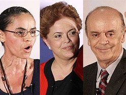 Marina Silva, Dilma Rousseff e José Serra