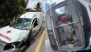 Três vítimas seguem internadas após colisão entre ônibus e ambulância na BR-316