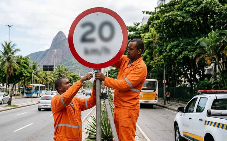 Prefeitura do Rio começa a instalar placas com novos limites de velocidade nas zonas Sul e Sudoeste