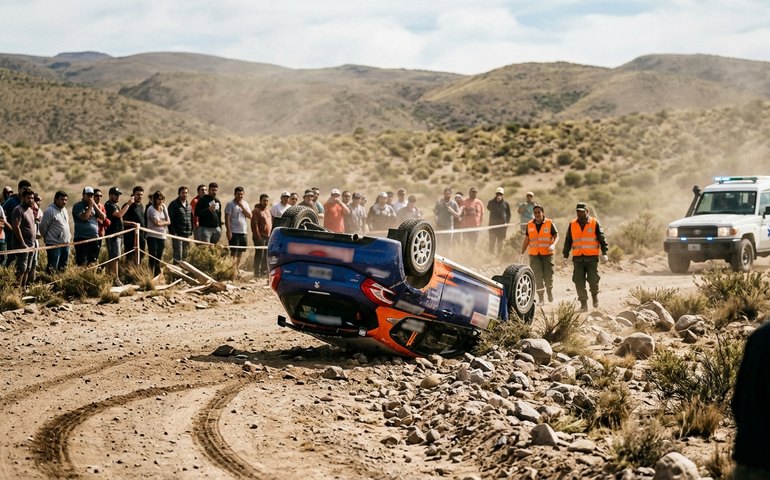 Carro capota e atropela espectadores em rali na Argentina; 1 morto e 3 feridos