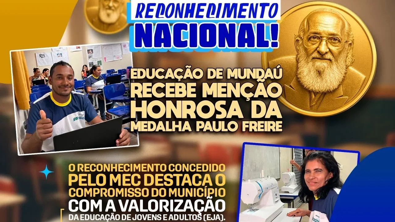Educação de Santana do Mundaú conquista Menção Honrosa da Medalha Paulo Freire, concedida pelo MEC