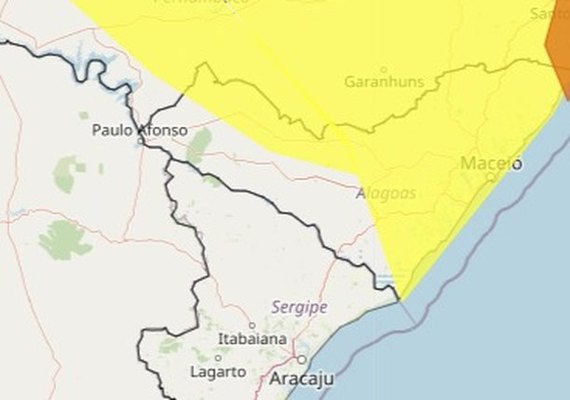Inmet emite novo alerta de chuva para Alagoas; 34 cidades estão na lista