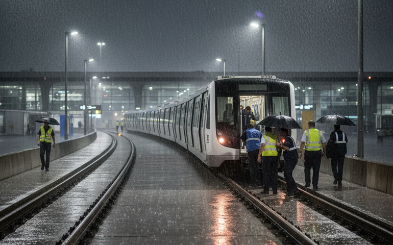 Aeromóvel em Guarulhos interrompe operação e passageiros desembarcam nos trilhos