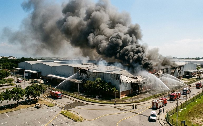 Galpão do Riocentro pega fogo; não há feridos