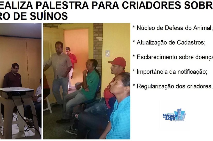 Adeal realiza palestra para criadores da Laje sobre cadastro de suínos