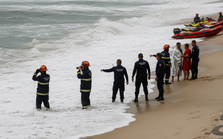 Ressaca provoca dezenas de resgates e mobiliza bombeiros em Copacabana