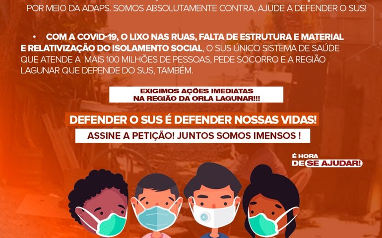 A comunidade da beira da lagoa e o SUS pedem socorro contra o coronavírus