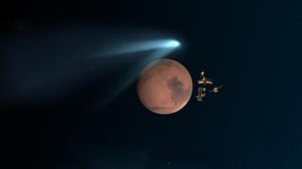 Cometa passou raspando por Marte no domingo