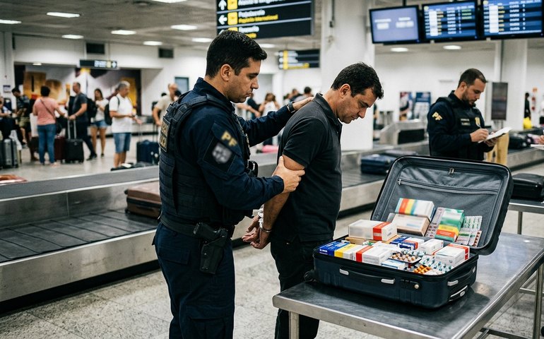 PF prende homem com medicamentos para emagrecimento no Aeroporto do Galeão