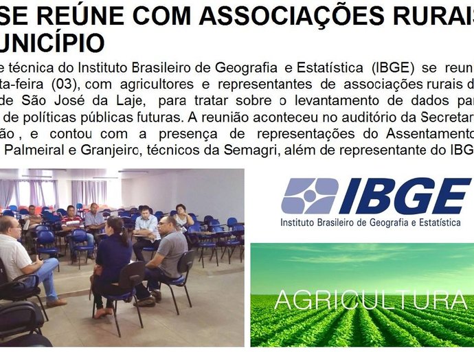 IBGE se reúne com associações rurais do município de São José da Laje