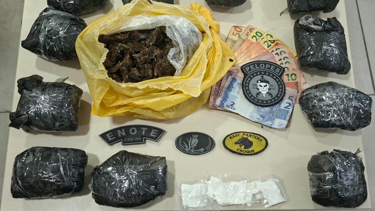 Polícia Militar prende três suspeitos de tráfico e apreende drogas no interior de Alagoas