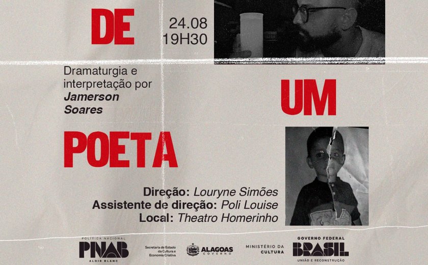 Peça inspirada na obra poética de Arriete Vilela chega ao palco do Theatro Homerinho neste domingo
