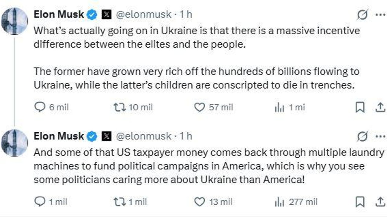 Dinheiro enviado à Ucrânia enriquece elite local e é lavado para financiar campanhas, acusa Musk