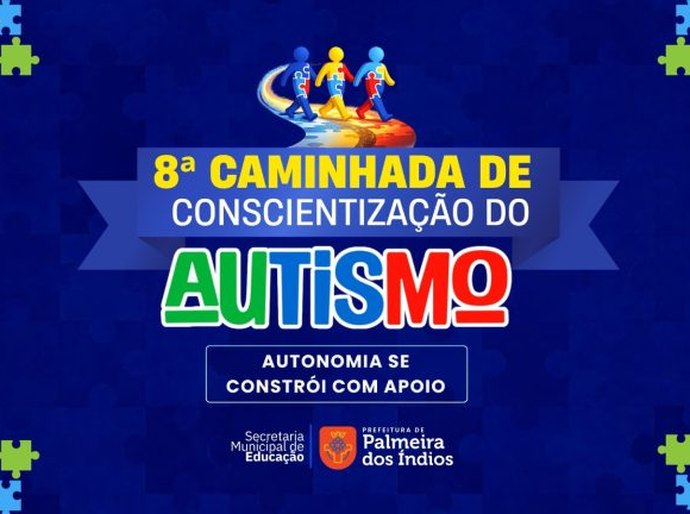 8ª Caminhada de Conscientização do Autismo acontece no dia 24 de abril, em Palmeira