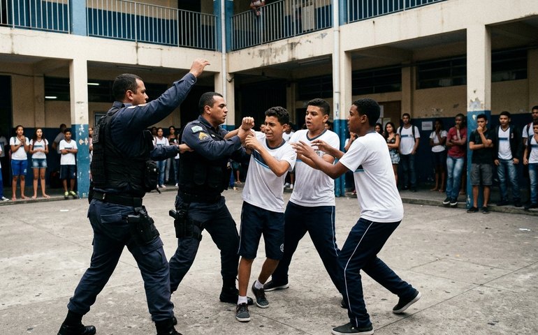 Vídeo flagra policial militar agredindo jovens em escola estadual no Largo do Machado
