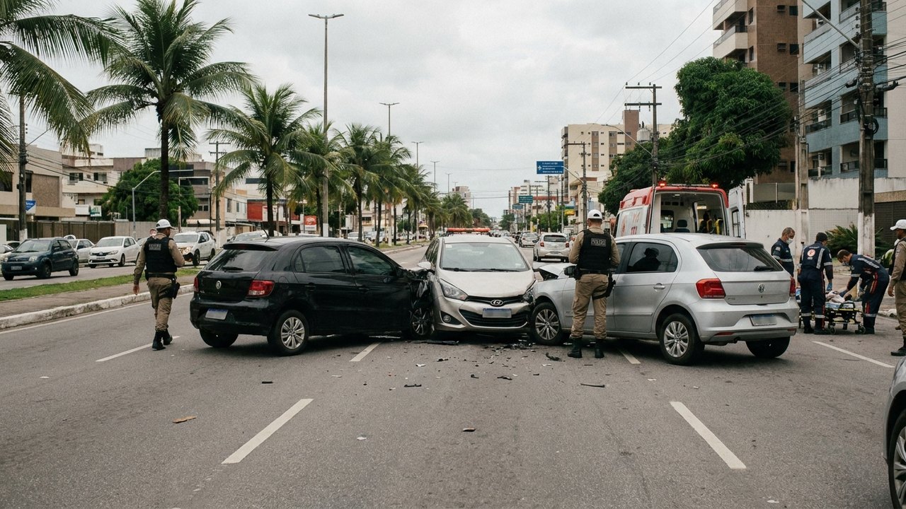 Motorista embriagado provoca engavetamento com três veículos e deixa ferido em Maceió
