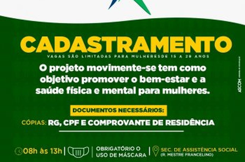 Programa de Piaçabuçu abre vagas para mulheres de 15 a 29 anos