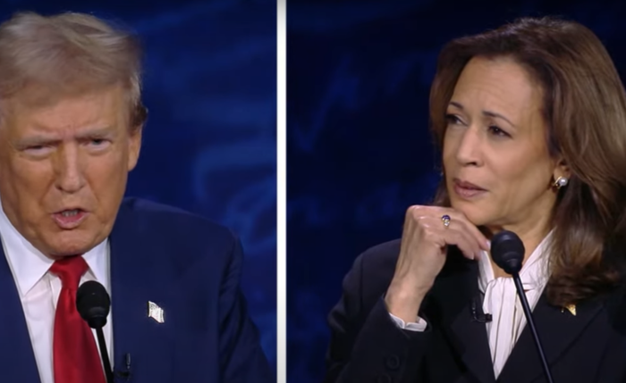 Donald Trump e Kamala Harris em 1º debate presidencial entre ambos na disputa à Casa Branca de 2024