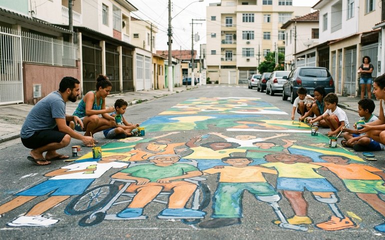 De Marcos Mion a Ronaldinho: rua de Vila Isabel pinta a inclusão nas cores da Copa do Mundo