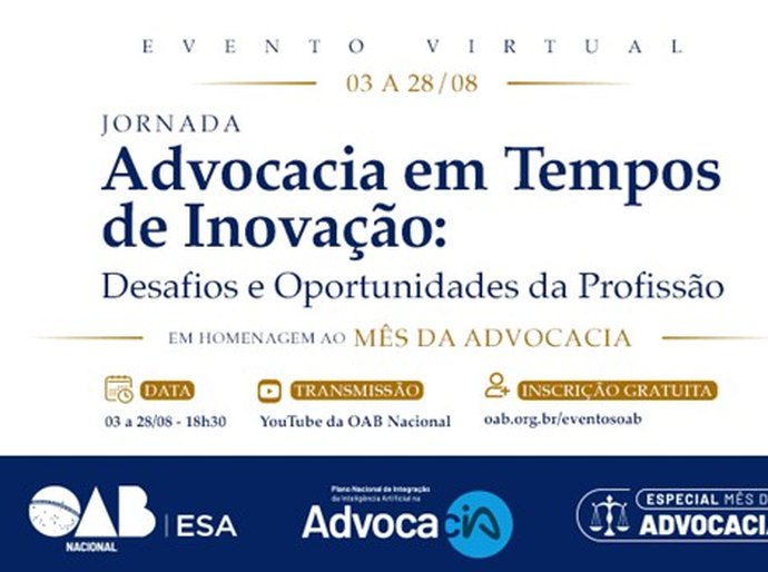 Em agosto, OAB oferece capacitação gratuita sobre inovação e novos rumos da profissão