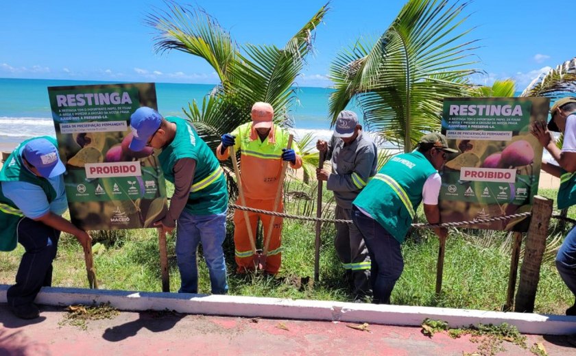 Desenvolvimento Sustentável instala placas de preservação da restinga na orla da capital