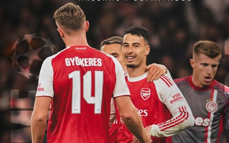 Arsenal vence Olympiacos e fica entre os líderes da Champions League; City só empata